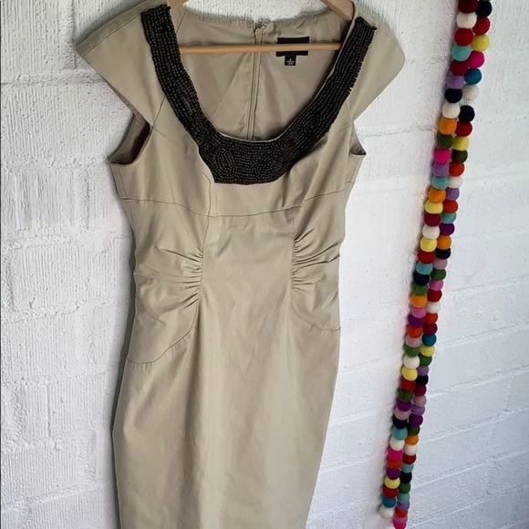 Adrianna Papell Beaded Fit & Flare Beaded Stretch Waist Cinch Dress sz 4 - Picture 2 of 7